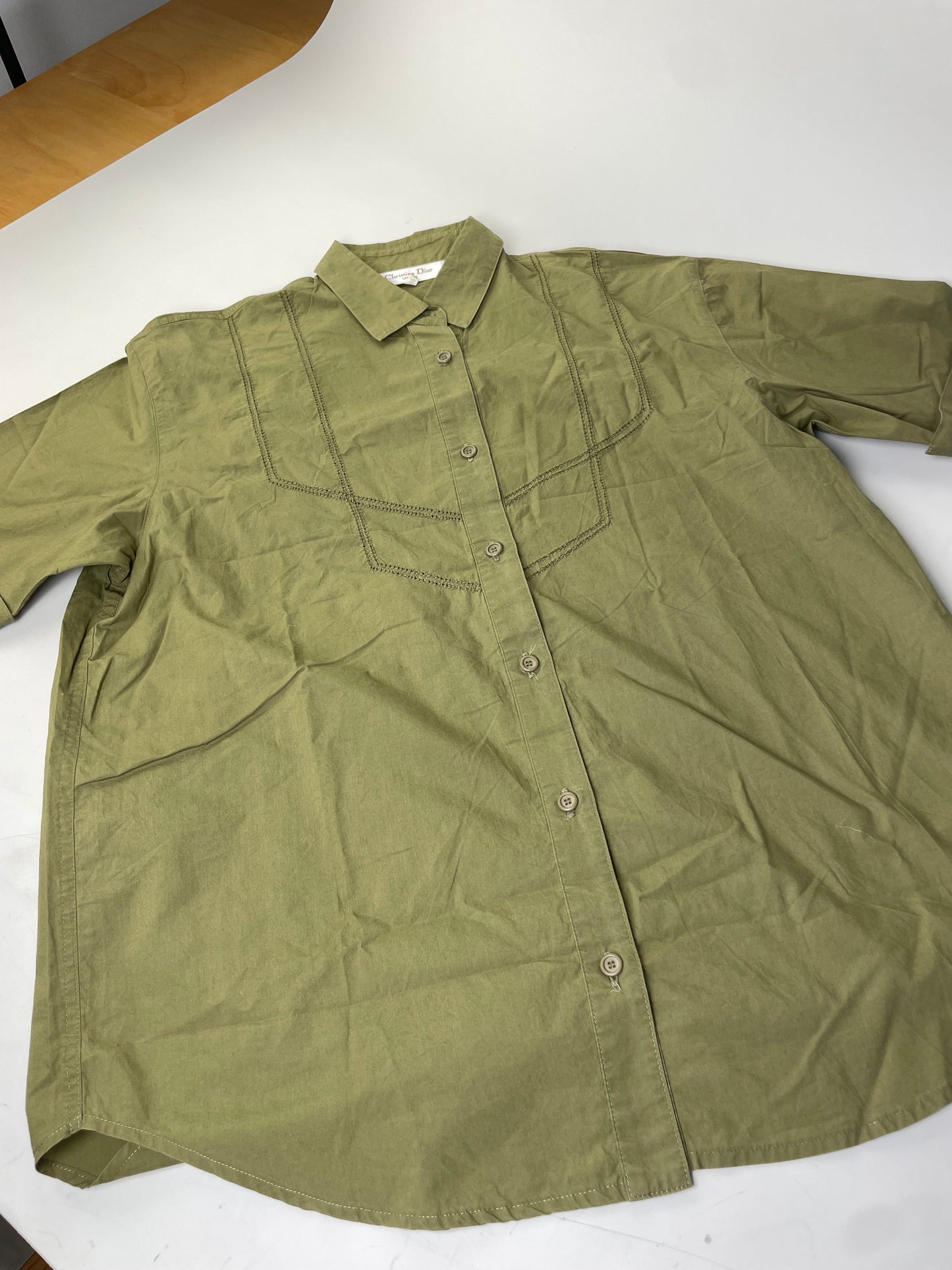 Vintage Dior Men's Cotton Shirt Olive Green M