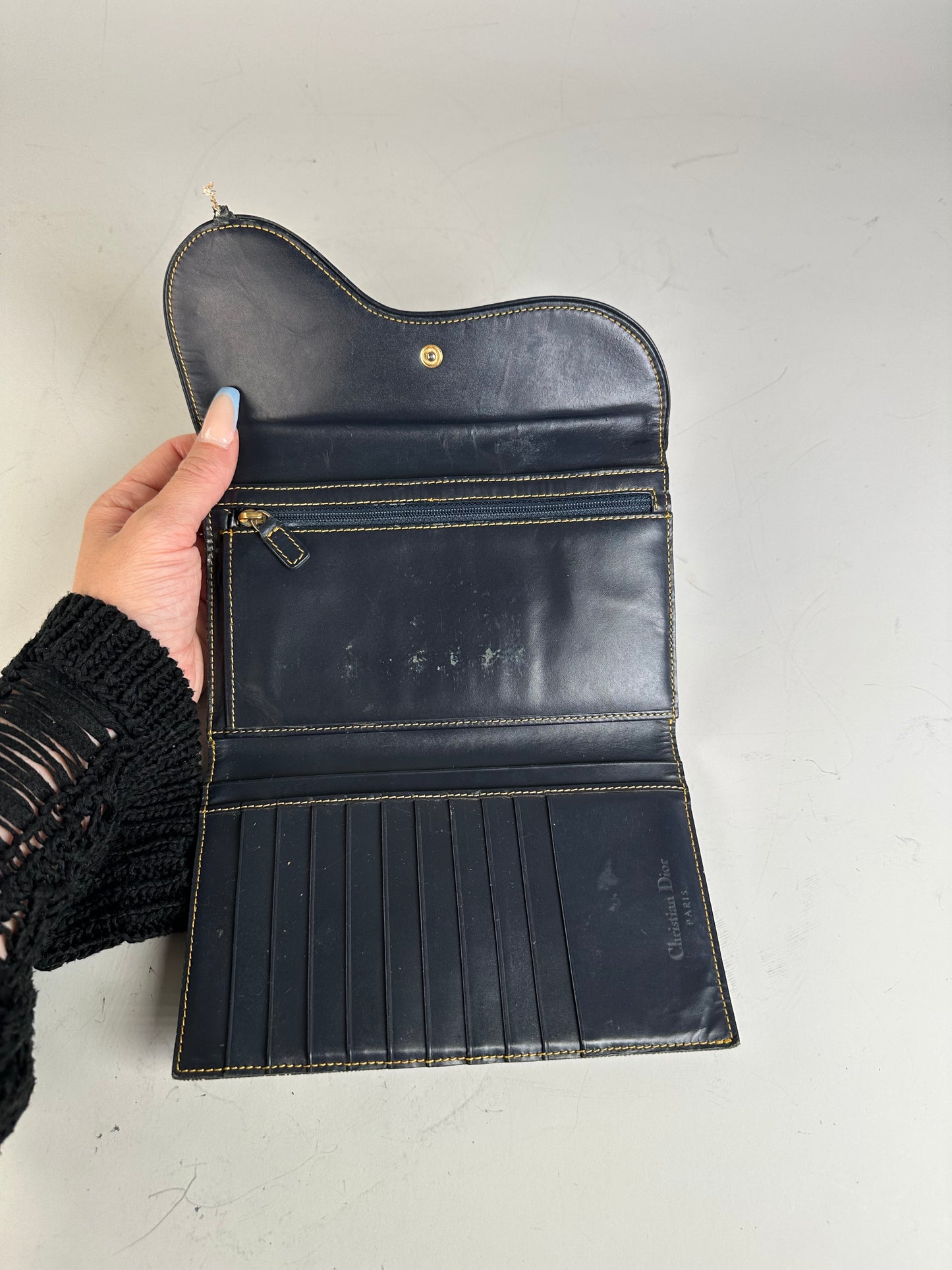 Vintage Dior Oblique Canvas Wallet Beige Brown Gold