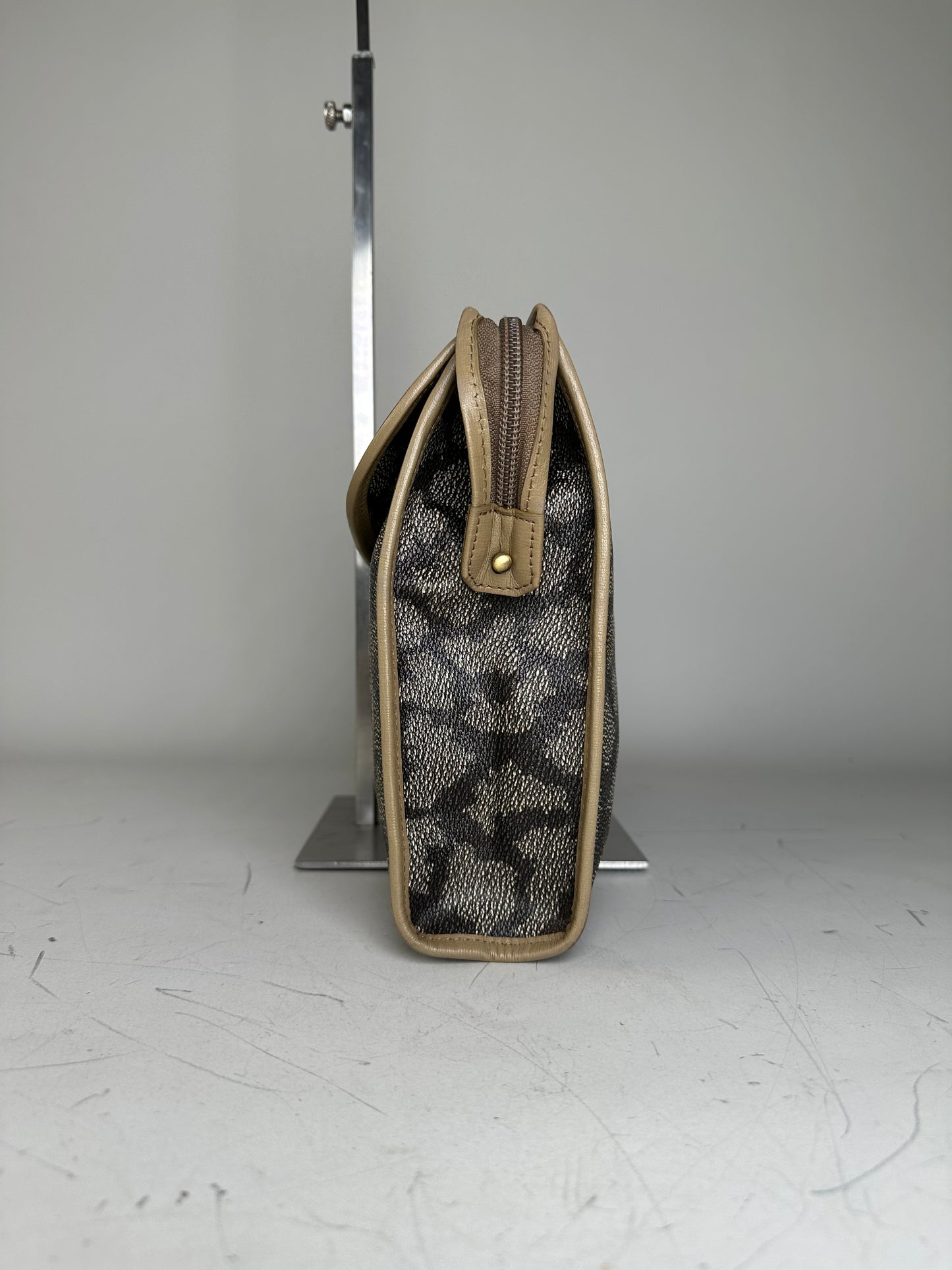 Vintage Yves Saint Laurent Coated Canvas Clutch Black Beige