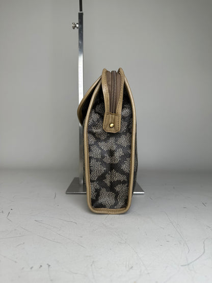 Vintage Yves Saint Laurent Coated Canvas Clutch Black Beige