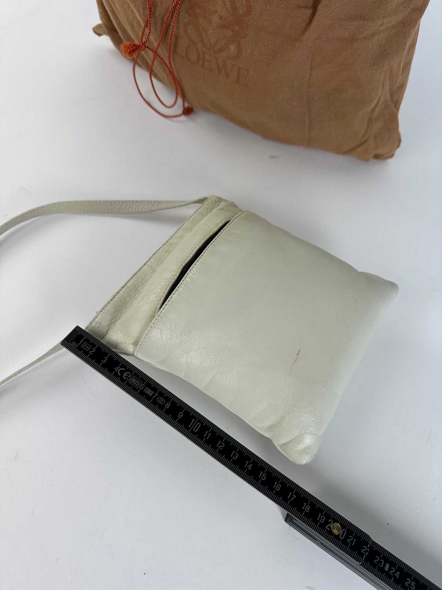 Vintage Loewe Mini Crossbody Bag Leather Cream