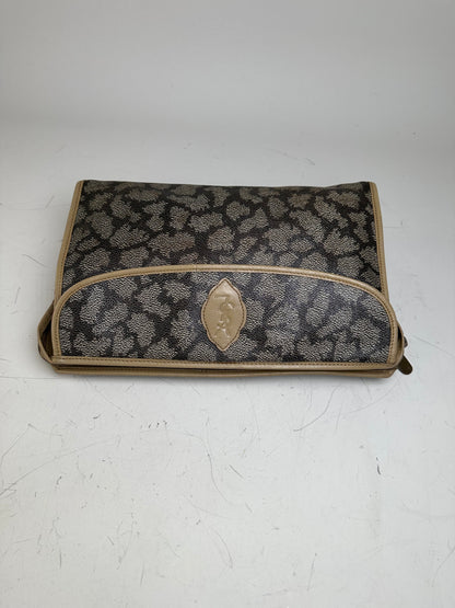 Vintage Yves Saint Laurent Coated Canvas Clutch Black Beige