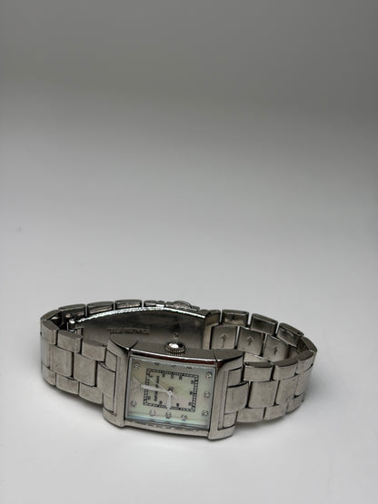 Vintage Emporio Armani Stainless Steel Bracelet Watch Silver Cream