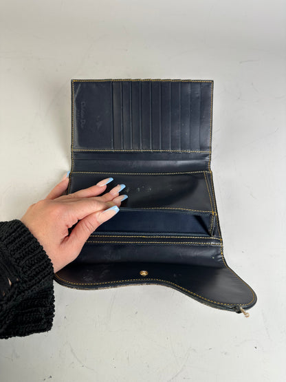 Vintage Dior Oblique Canvas Wallet Beige Brown Gold