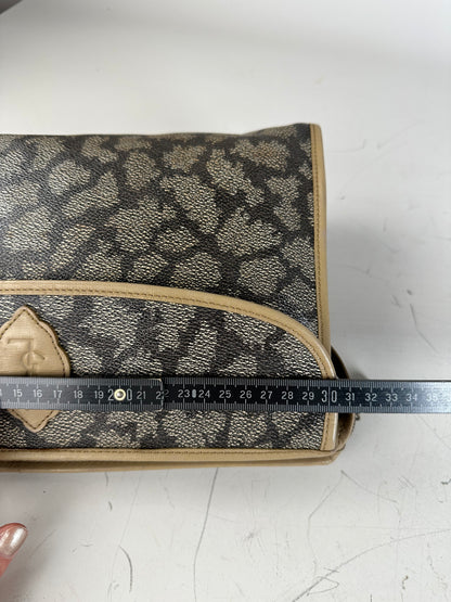 Vintage Yves Saint Laurent Coated Canvas Clutch Black Beige