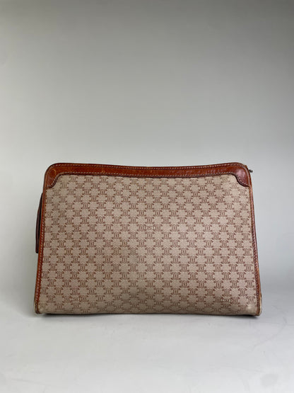 Vintage Celine Canvas Clutch Bag Beige Brown