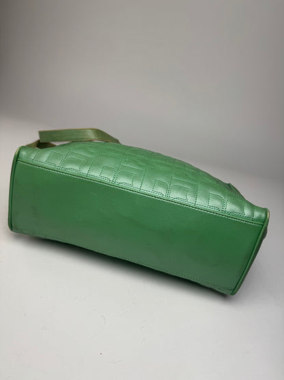 Vintage Courreges Leather Mobogram Handbag Green
