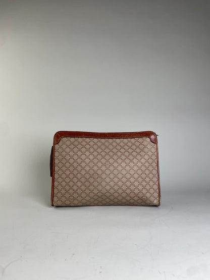 Vintage Celine Canvas Clutch Bag Beige Brown