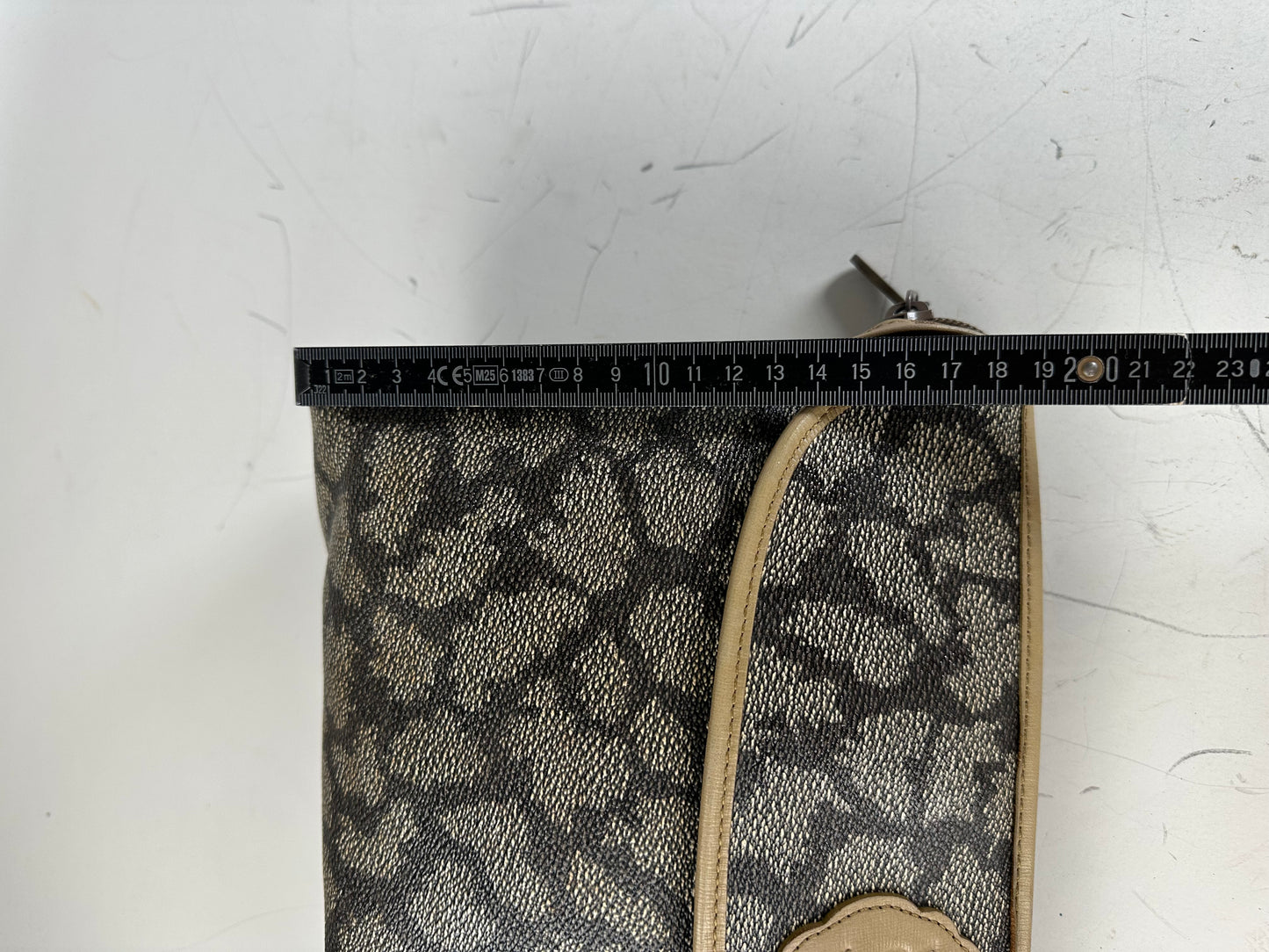 Vintage Yves Saint Laurent Coated Canvas Clutch Black Beige
