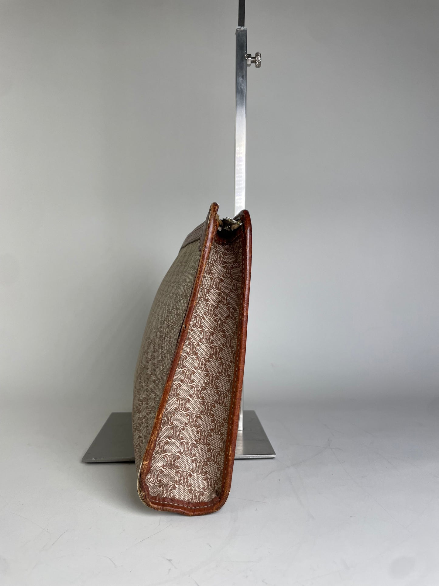 Vintage Celine Canvas Clutch Bag Beige Brown