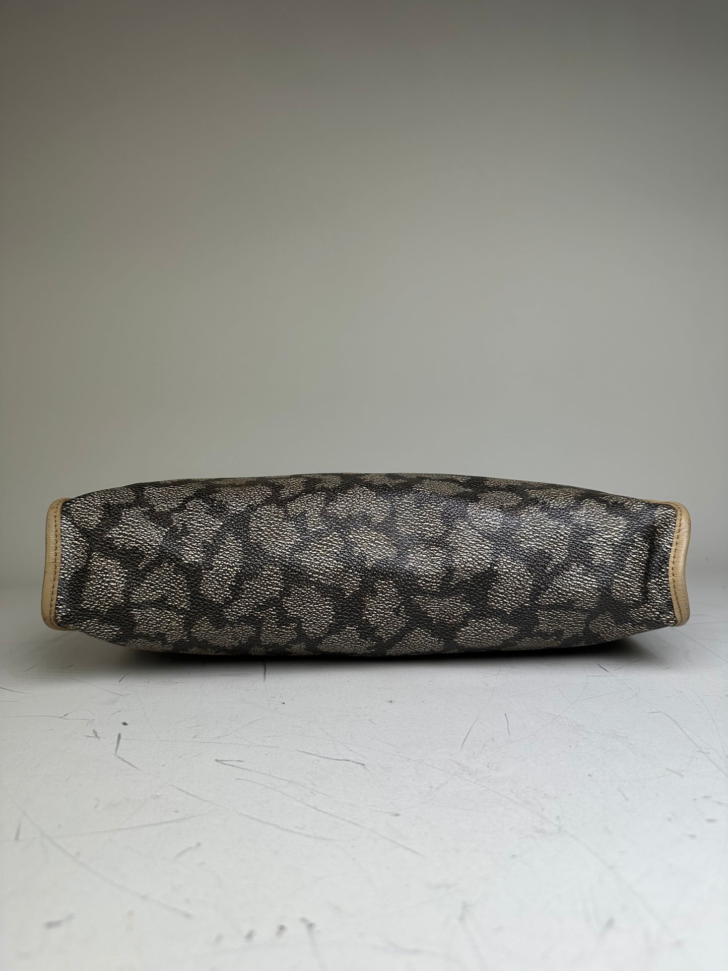 Vintage Yves Saint Laurent Coated Canvas Clutch Black Beige