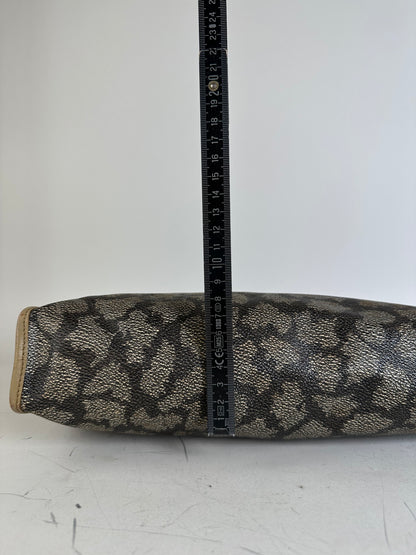 Vintage Yves Saint Laurent Coated Canvas Clutch Black Beige