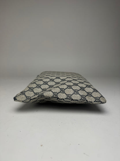 Pochette vintage en cuir monogramme Gucci Ophidia gris bleu marine