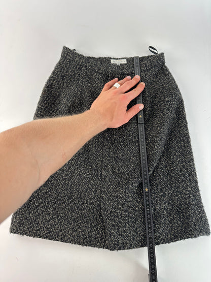Vintage BALENCIAGA Boucle Wool Skirt Charcoal Grey M