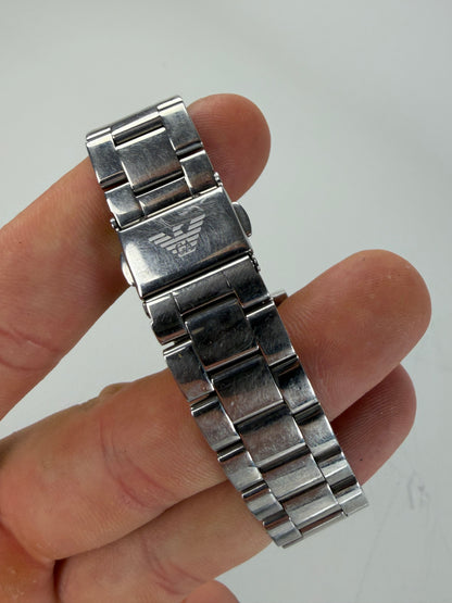 Vintage Emporio Armani Stainless Steel Bracelet Watch Silver Cream