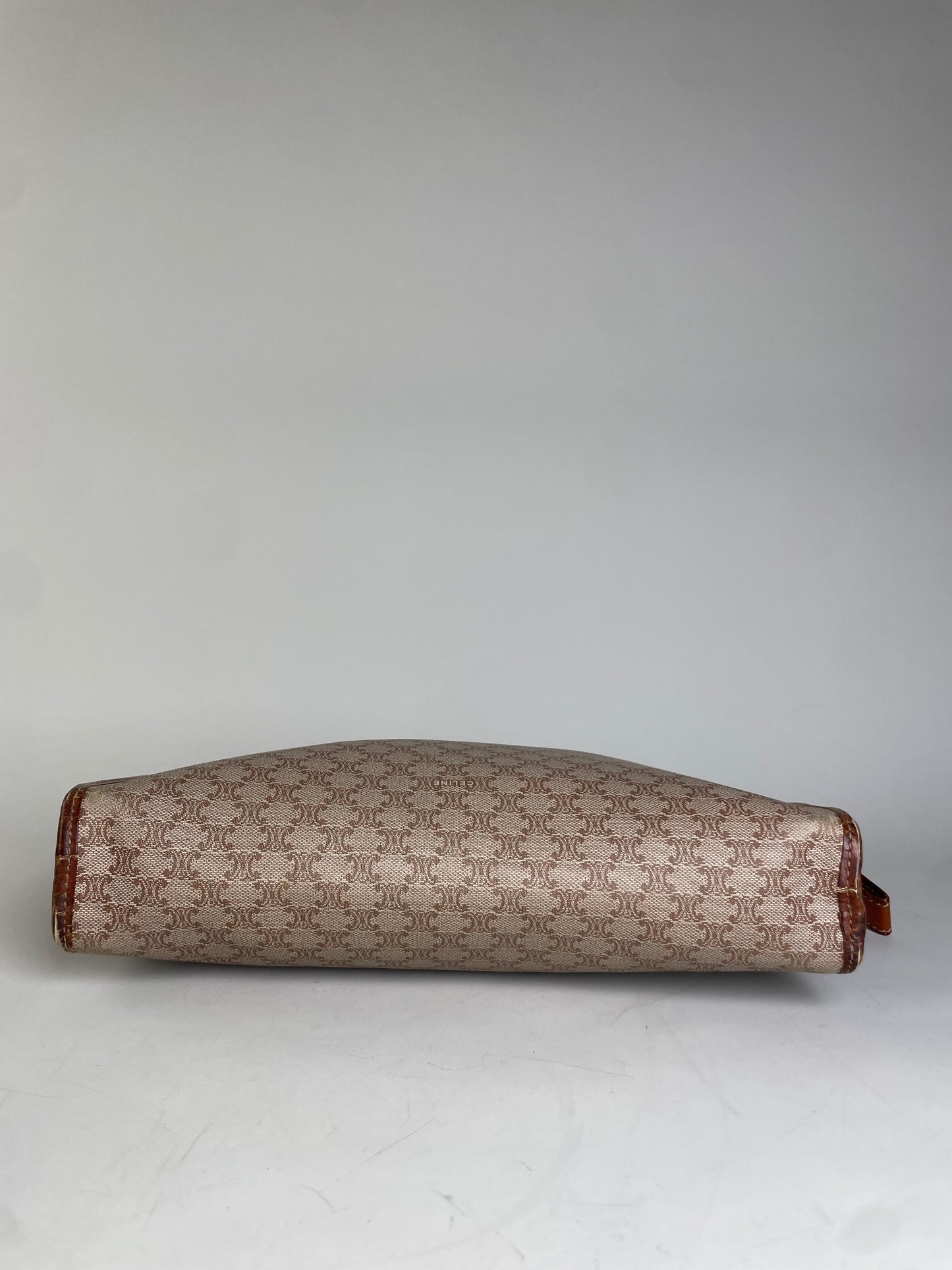 Vintage Celine Canvas Clutch Bag Beige Brown