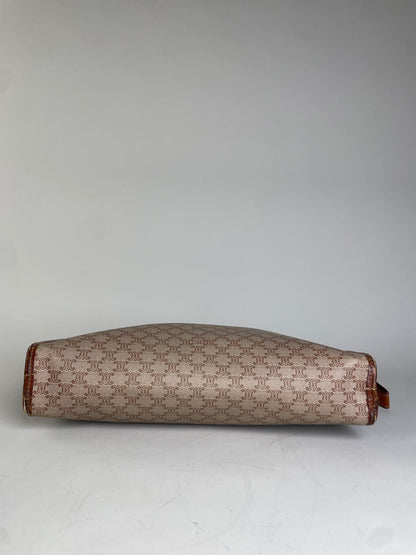 Vintage Celine Canvas Clutch Bag Beige Brown