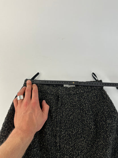 Vintage BALENCIAGA Boucle Wool Skirt Charcoal Grey M