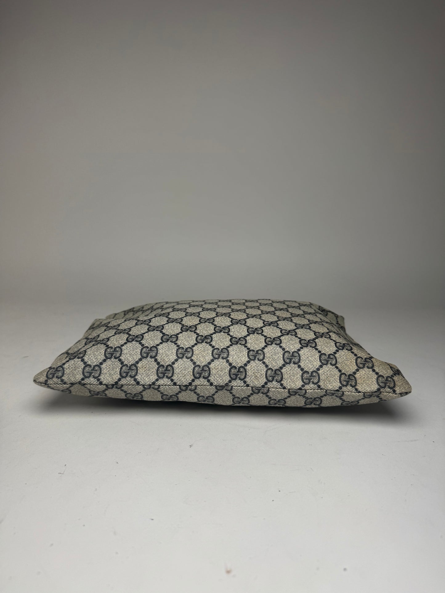 Pochette vintage en cuir monogramme Gucci Ophidia gris bleu marine