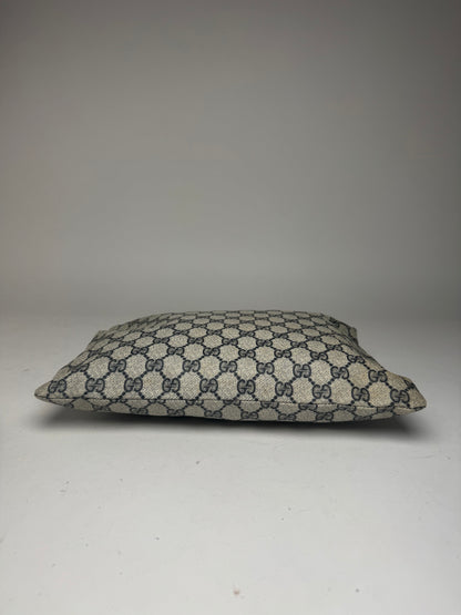 Pochette vintage en cuir monogramme Gucci Ophidia gris bleu marine