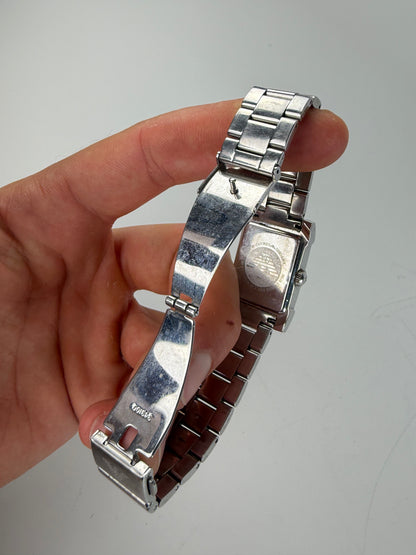Vintage Emporio Armani Stainless Steel Bracelet Watch Silver Cream