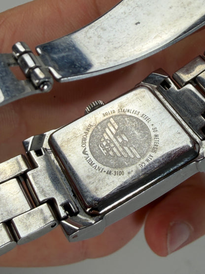 Vintage Emporio Armani Stainless Steel Bracelet Watch Silver Cream