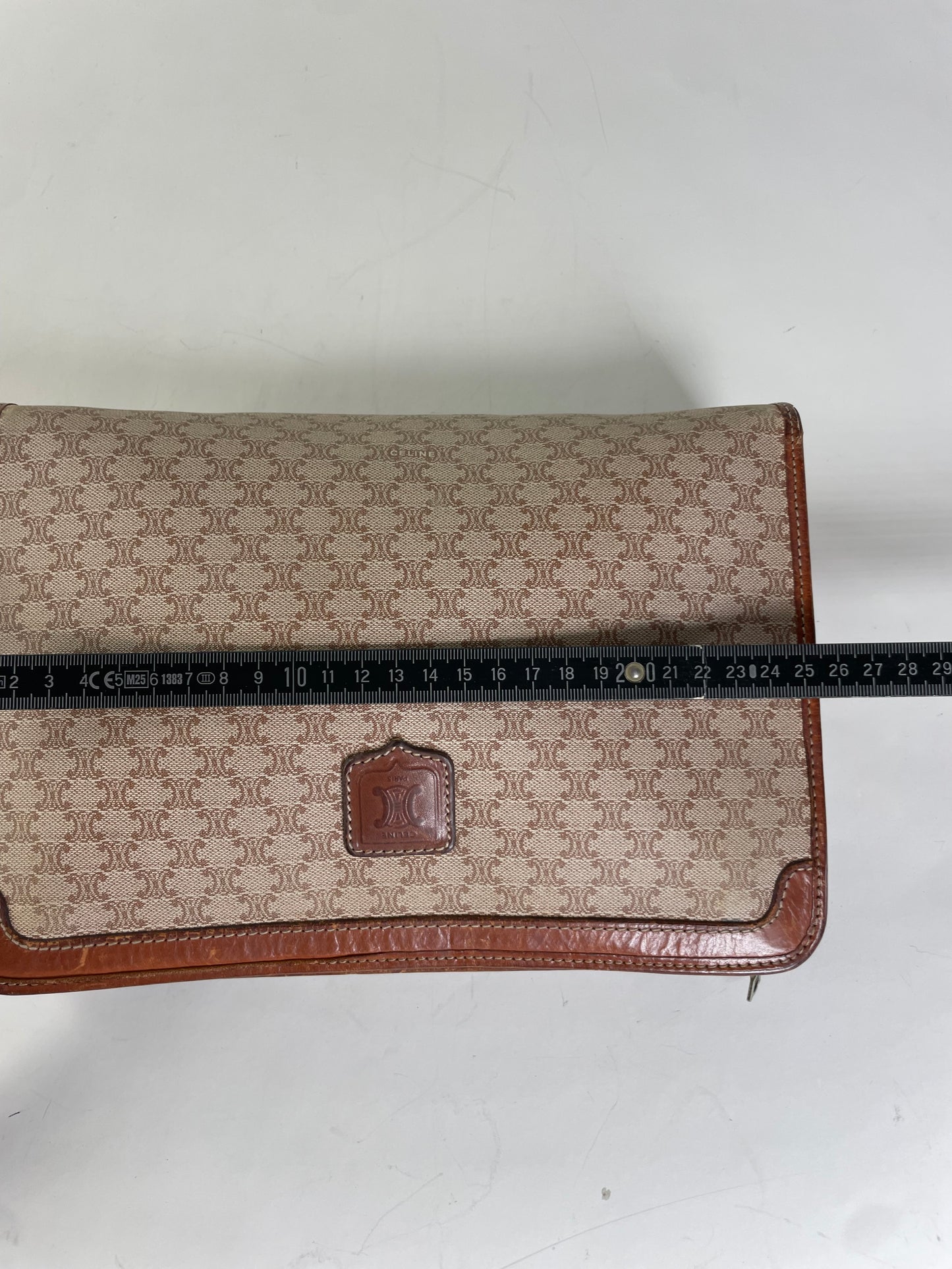 Vintage Celine Canvas Clutch Bag Beige Brown