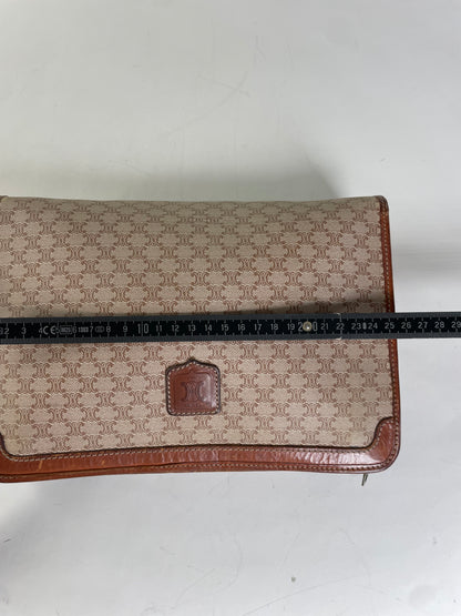 Vintage Celine Canvas Clutch Bag Beige Brown