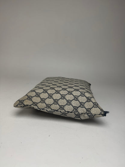 Pochette vintage en cuir monogramme Gucci Ophidia gris bleu marine