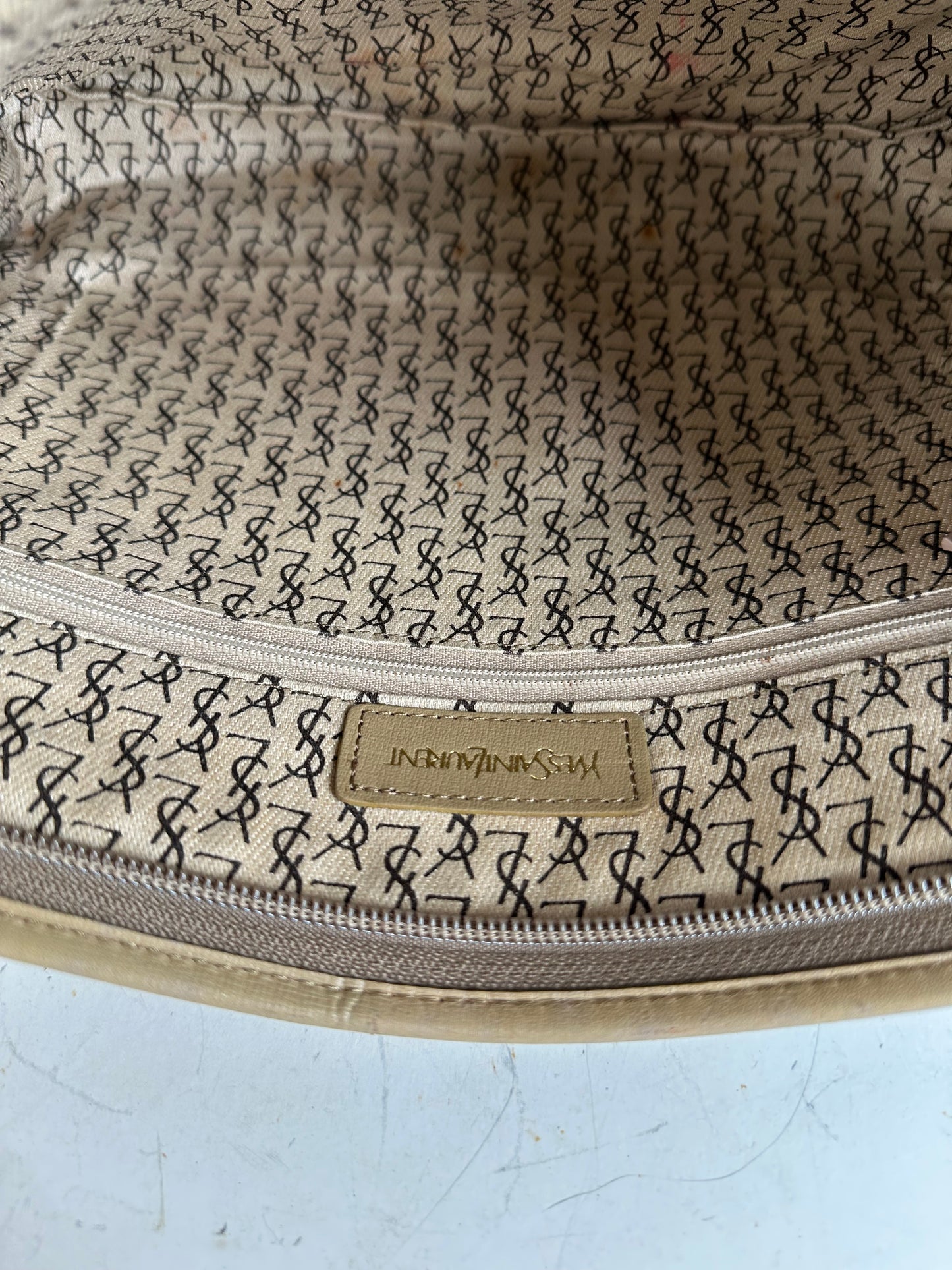 Vintage Yves Saint Laurent Coated Canvas Clutch Black Beige