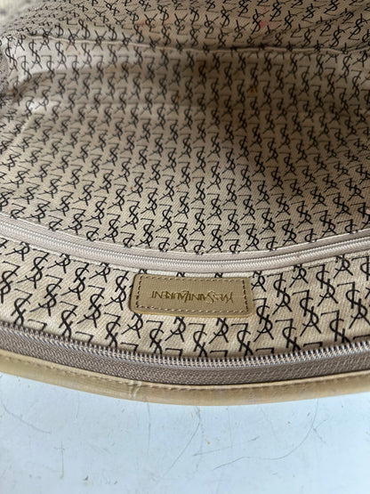 Vintage Yves Saint Laurent Coated Canvas Clutch Black Beige