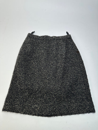 Vintage BALENCIAGA Boucle Wool Skirt Charcoal Grey M