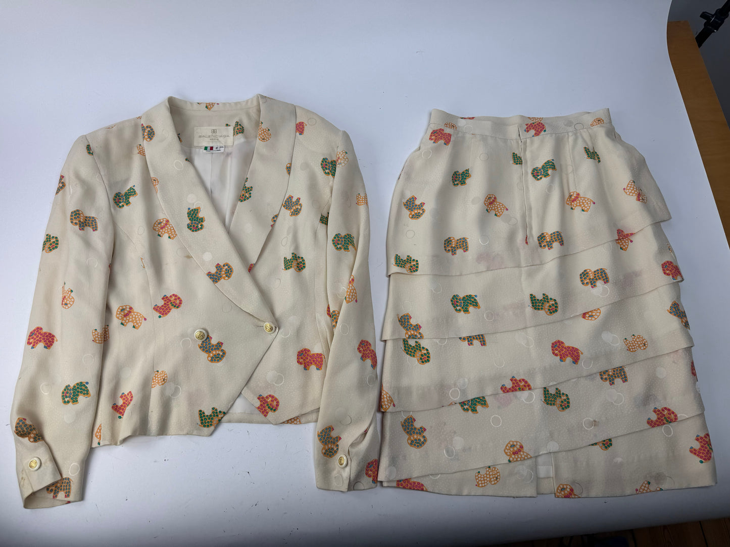 Vintage Balenciaga Silk Twin Set Beige