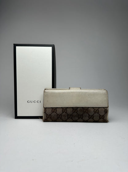 Vintage Gucci monogram wallet beige white