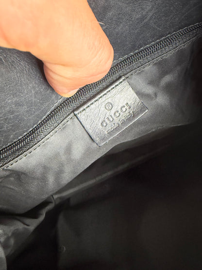 Vintage Gucci Nylon Shoulder Bag Black Silver