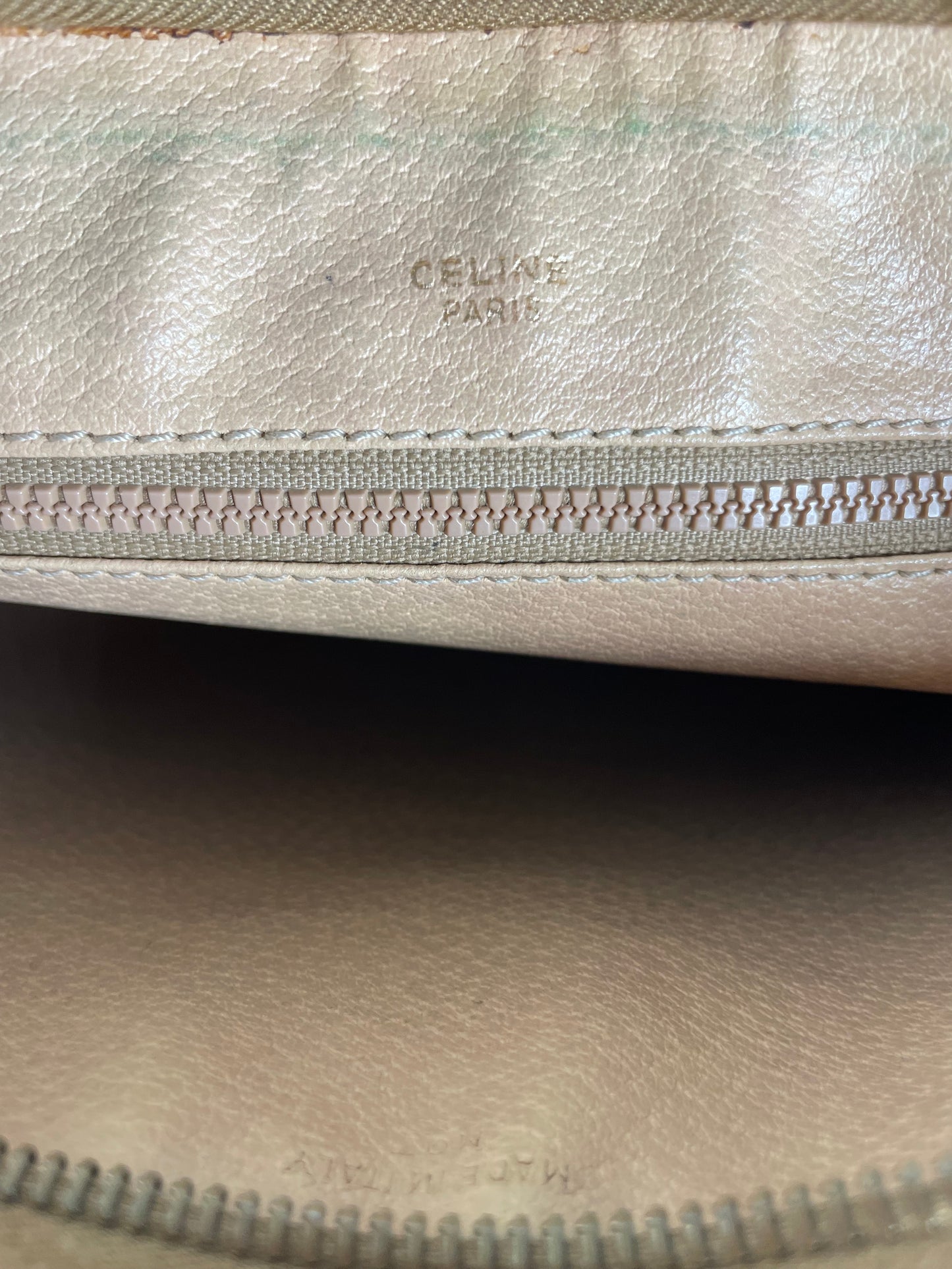 Vintage Celine Canvas Clutch Bag Beige Brown