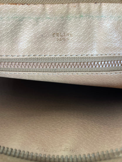 Vintage Celine Canvas Clutch Bag Beige Brown