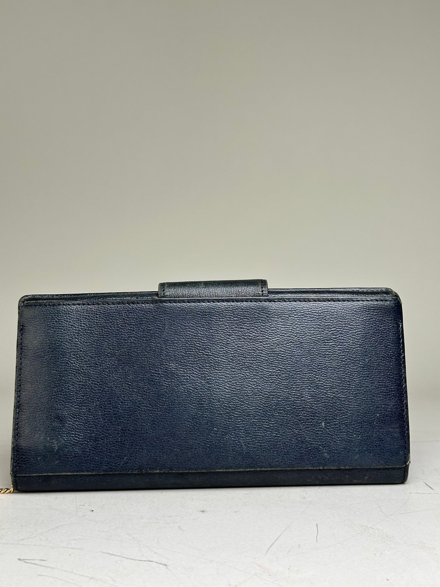 Vintage Givenchy Leather Long Wallet Black Gold