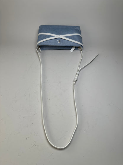 Vintage Courreges Denim Leather Trim Crossbody Bag Light Blue White