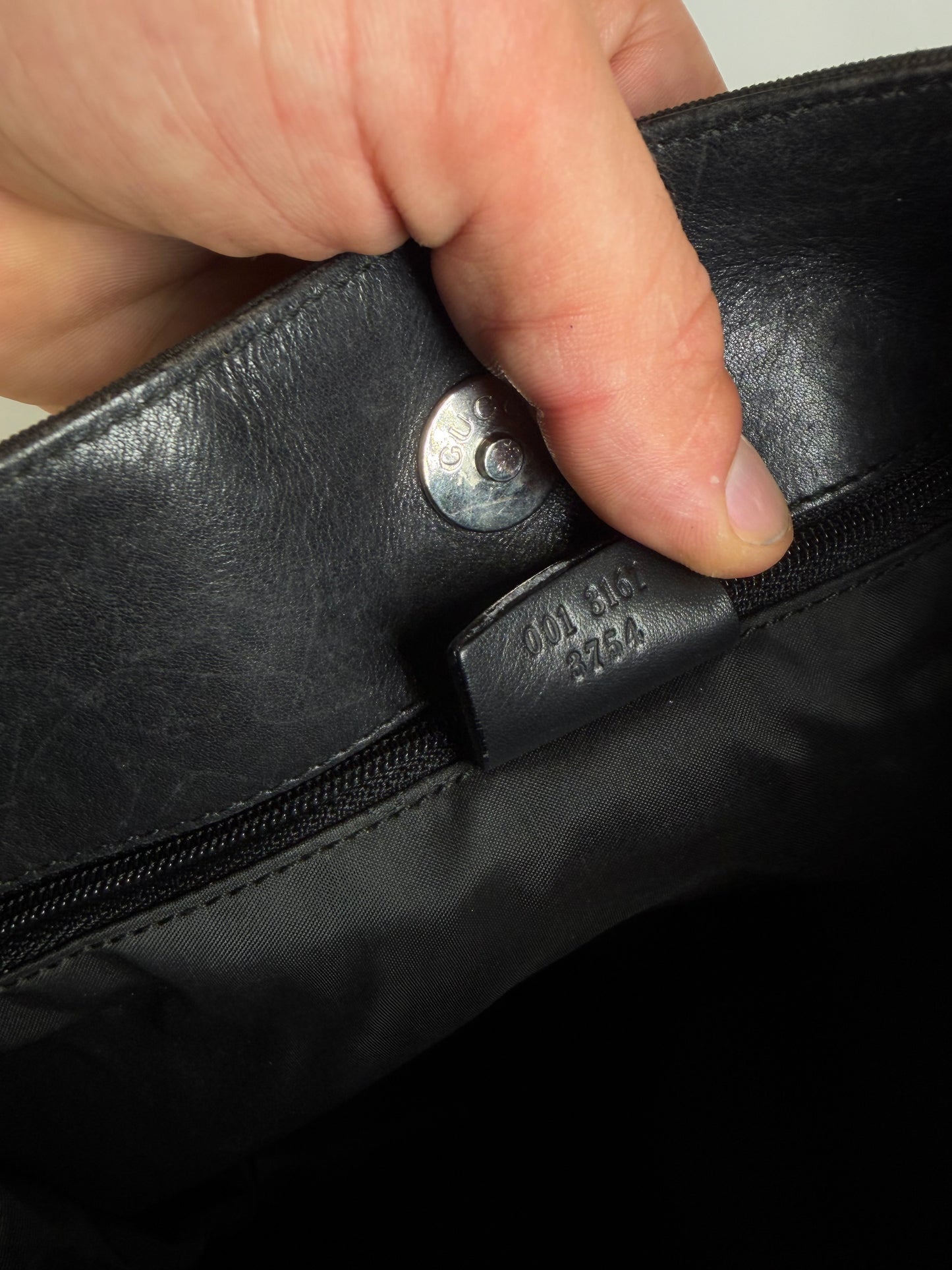 Vintage Gucci Nylon Shoulder Bag Black Silver