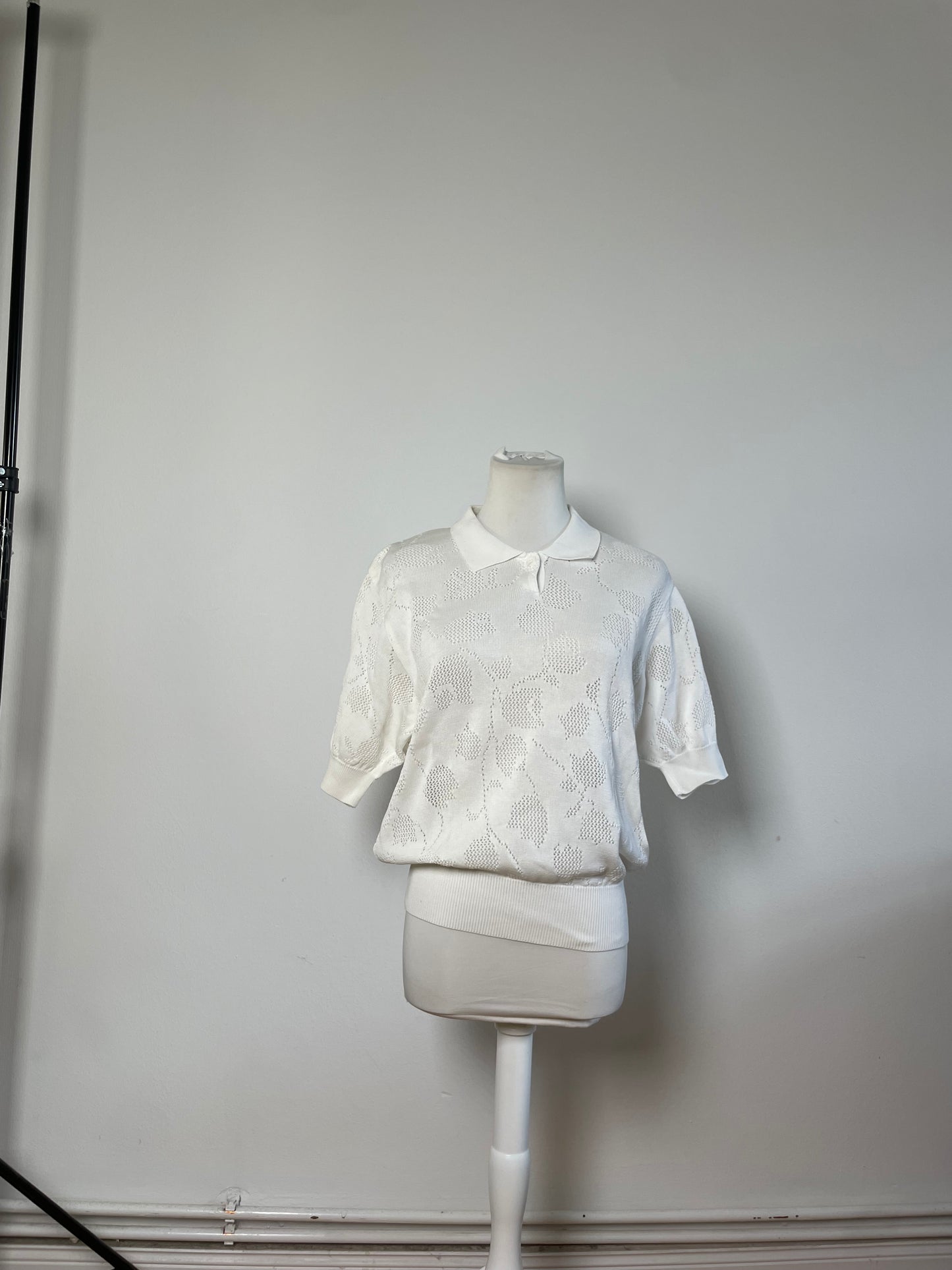 Vintage Dior Knit Sweater White Cotton Blend M