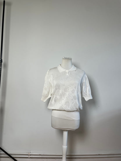 Vintage Dior Knit Sweater White Cotton Blend M