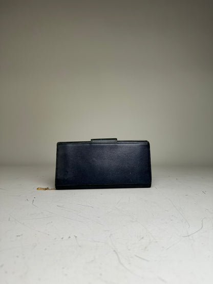 Vintage Givenchy Leather Long Wallet Black Gold