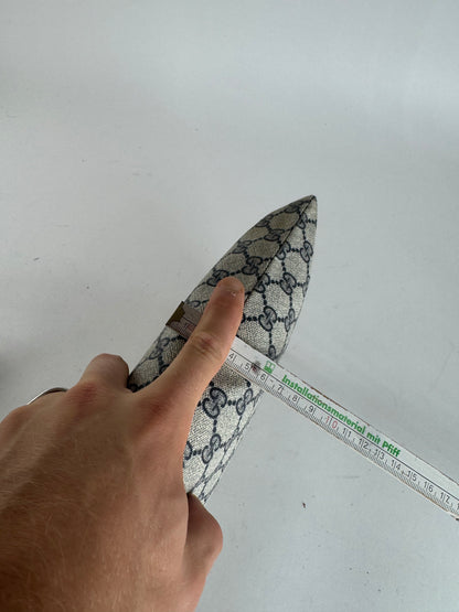 Pochette vintage en cuir monogramme Gucci Ophidia gris bleu marine