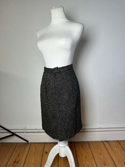 Vintage BALENCIAGA Boucle Wool Skirt Charcoal Grey M