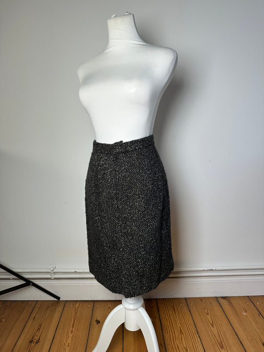 Vintage BALENCIAGA Boucle Wool Skirt Charcoal Grey M