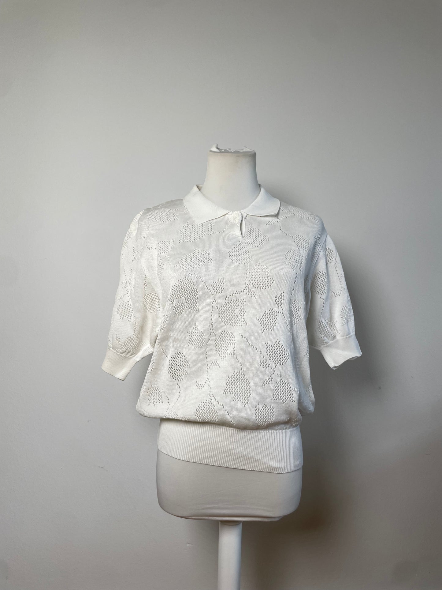 Vintage Dior Knit Sweater White Cotton Blend M