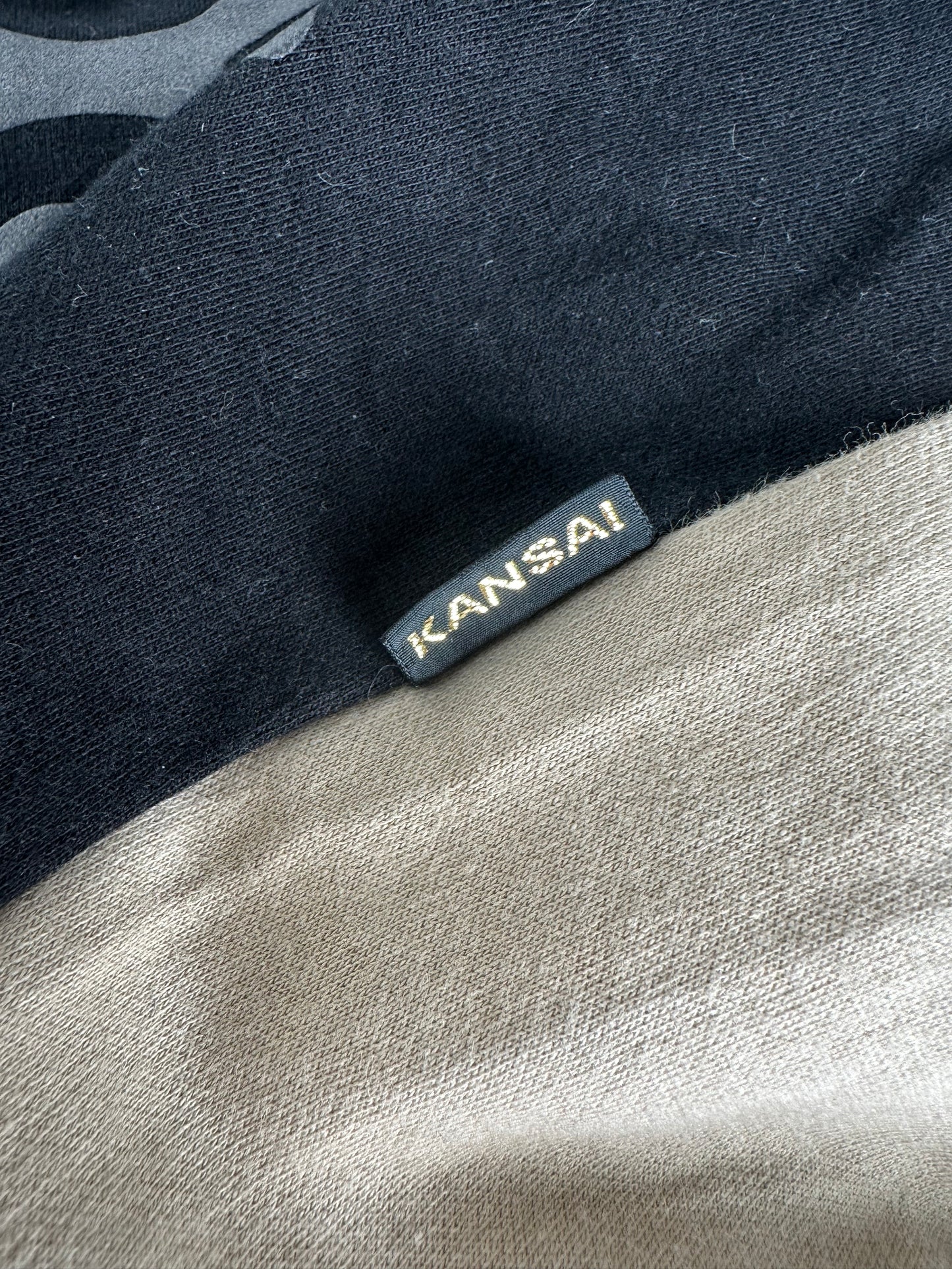 Vintage Kansai Yamamoto Crewneck Sweater Beige Black Abstract M