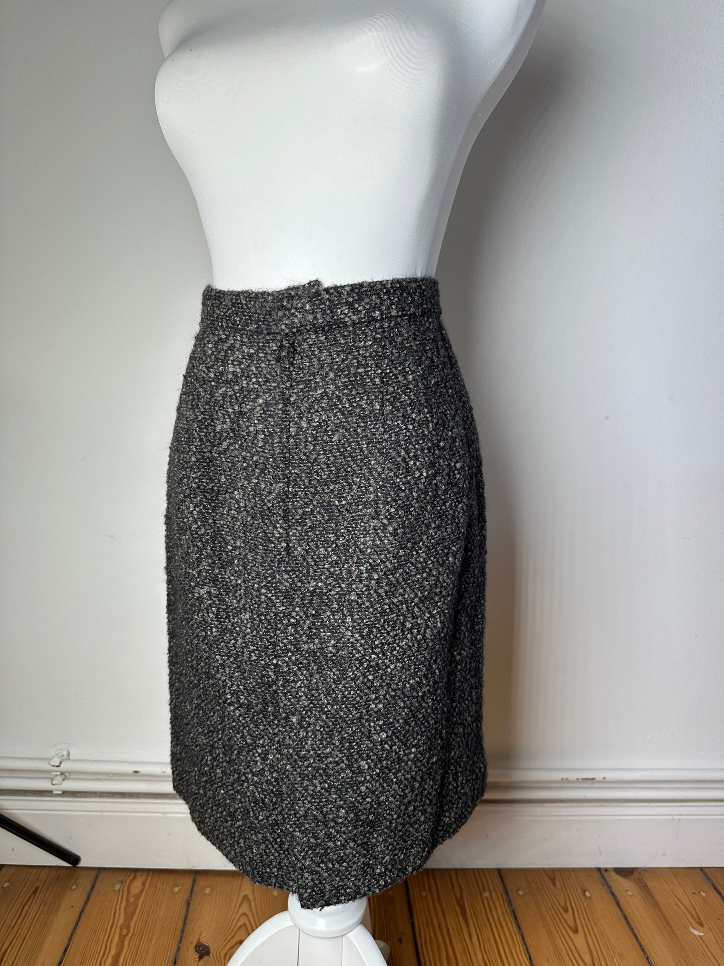 Vintage BALENCIAGA Boucle Wool Skirt Charcoal Grey M