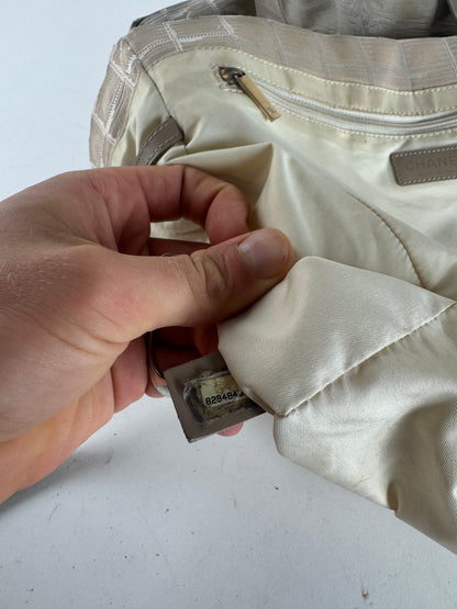 Vintage Chanel Canvas Leather New Travel Line Tote Bag beige